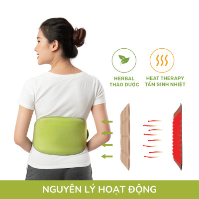 Combo Đai Chườm Nóng Giảm Đau Lưng Hông Dùng Điện & Tấm thảo dược thay thế - Hapaku