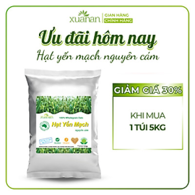 Hạt Yến Mạch Nguyên Cám Úc Xuân An [ko đường] Túi 5Kg (100% Australian Wholegrain Oats) (Giảm 30%)