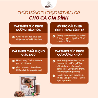 Sữa Hạt Gạo Lứt Hữu Cơ 24Grains 700g Vị Socola Nhập Khẩu Malaysia Cho Trẻ Từ 3 Tuổi & Người Lớn Bổ Sung Dinh Dưỡng Vegan - 24grainsvn