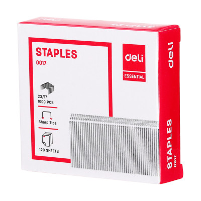 Combo 5 Hộp Ghim Dập Deli 23/17 Dập được 120 tờ Màu bạc Mã 17