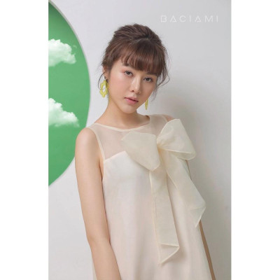 Baciami-Đầm Voan Ngắn Tay Nơ Ngực