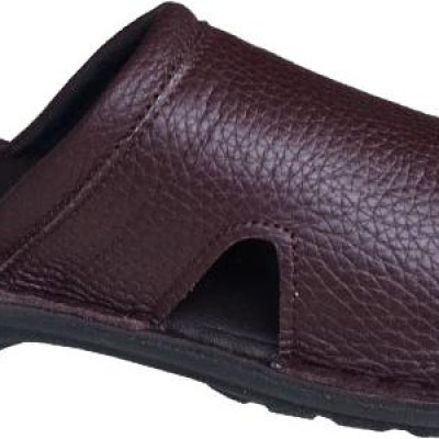 Dép nam Trường Hải quai ngang một bản màu nâu da bò thật mềm mại đê cao su chống mòn QN543