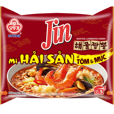 Thùng 20 gói mì Jin Hải Sản vị Tôm và Mực Ottogi 120gx20