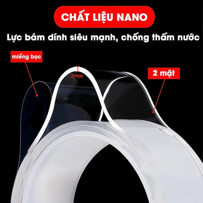 Băng Keo Nano Dán 2 Mặt Trong Suốt - Băng Dính Đa Năng - Dán Tường Treo Đồ, Treo Tranh Ảnh, Cố Định Vật,...Hàng Cao Cấp Chính Hãng PaKaSa