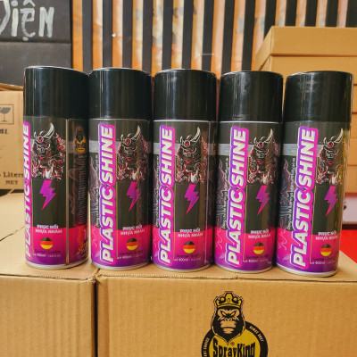 Chai xịt phục hồi nhựa nhám, nhựa đen, dưỡng đen dàn nhám Sprayking Plastic Shine 400ml, dàn áo phai màu