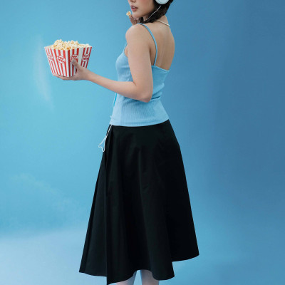 DOTTIE - Váy midi dập ly - Đen - S0289