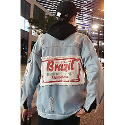 Áo khoác Jeans Nam Unisex phối chữ Brazil cực chất
