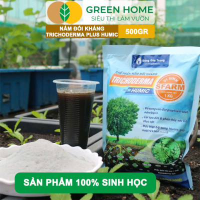 Nấm Đối Kháng Trichoderma Plus Humic GreenHome, Bao 500gr, Ủ Phân Hữu Cơ, Ủ Rác, Bổ sung Axit Humic