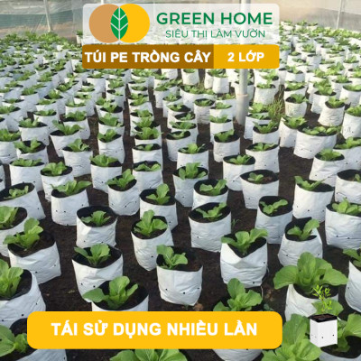 10 Túi Trồng Cây GreenHome, PE 2 Lớp, 20x40CM, Chống UV, Tiện Lợi, Độ Bền 1,5 Năm, Trồng Rau, Hoa