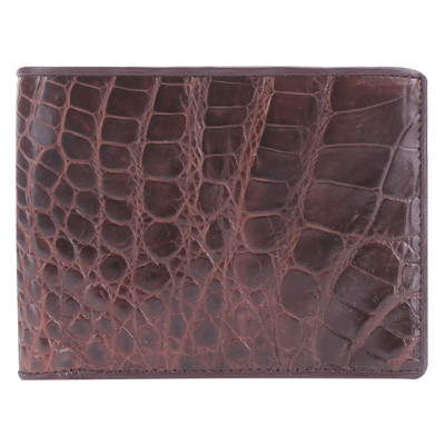 HJ2220 - Bóp nam Huy Hoàng da cá sấu ngăn sau màu nâu đỏ