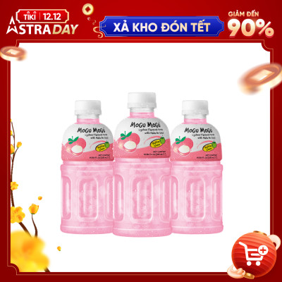 Combo 3 Chai Nước Mogu Mogu Thạch Dừa Vị Vải Thái Lan