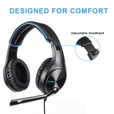 Tai nghe chơi game LETTON L6 3,5 mm âm thanh nổi trên tai với micrô có thể điều chỉnh cho PC máy tính xách tay Điện thoại thông minh