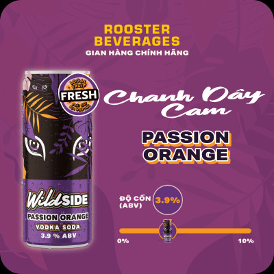 WildSide Vodka Soda Vị Chanh Dây Cam - Thùng 24 Lon (330ml)