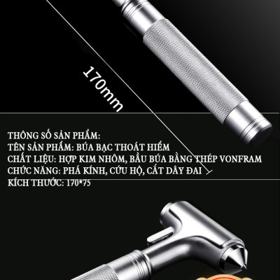 Búa đập kính oto, Búa cứu hộ phá kính thoát hiểm trường hợp nguy cấp - Phụ kiện mọi xe hơi Huyndai, Toyota,mitsubishi,..