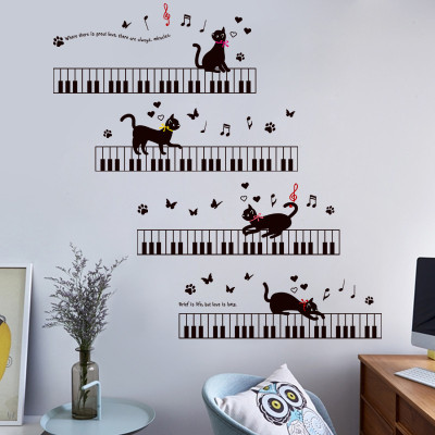 Decal dán tường Mèo Đen dễ thương AmyShop DKN093 (125x85cm)