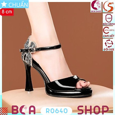 Xăng đan dự tiệc nữ cao gót 8 phân RO640 ROSATA tại BCASHOP hở mũi, gót sau đính kim tuyến lung linh cực xinh