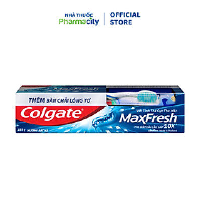 Kem Đánh Răng COLGATE Maxfresh Bạc Hà Tinh Thể The Mát tuýp 225g + Bàn Chải Đánh Răng