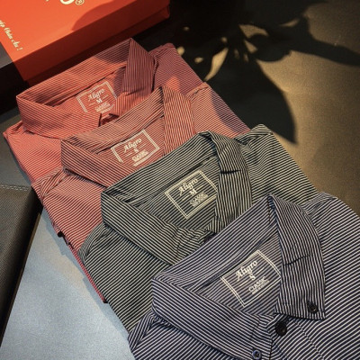 Áo thun nam dài tay kẻ ngang màu đỏ aligro ALGAPD028