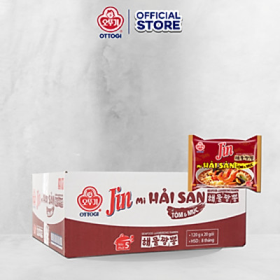 Thùng 20 gói mì Jin Hải Sản vị Tôm và Mực Ottogi 120gx20