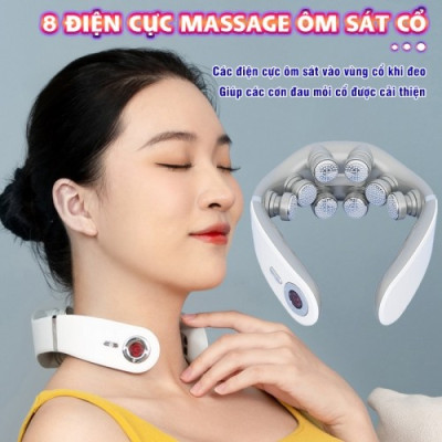 Máy massage cổ xung điện Nikio NK-131 - 8 điện cực, 2 miếng dán, HDSD bằng giọng nói