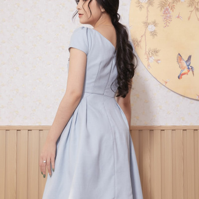 Đầm Công Sở Lụa Crep Dáng Xòe Xếp Ly Nhẹ Maxivic, La Mộc - LM012225