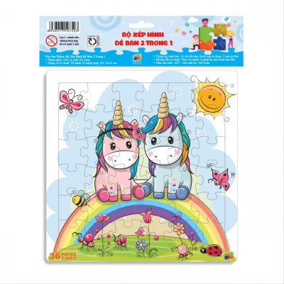 Bộ 2 Tranh Xếp Hình 36 Mảnh Để Bàn 23 x 23 cm - Minh Châu C2-006