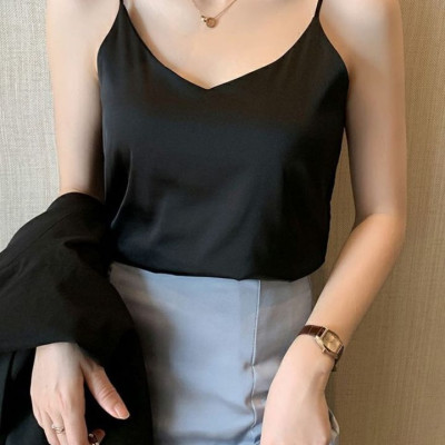 Áo Lụa 2 Dây New Design Kiểu Nữ Nhiều Size, Mặc Mát Trong Vest Blazer Dễ Thương, Chất Satin Trơn Bóng ,Mịn AO0008