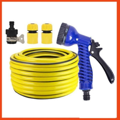 Bộ dây tăng áp 3 lần vòi xịt nước rửa xe, tưới cây loại 3-5m(cút nhựa nối nhựa đen) 206843