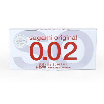 Bao cao su Sagami 002 - Siêu mỏng - Non Latex - Hộp 2 chiếc