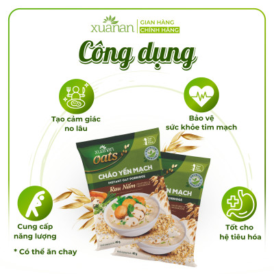 Cháo Yến Mạch Rau Nấm Xuân An Gói 40G [chay dùng được] (Mua 6 Gói Tặng Kèm 1 Gói)