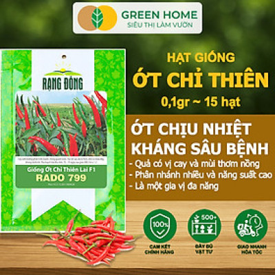 Hạt Giống Ớt Chỉ Thiên Greenhome, Gói 1gr, Sai Trái, Siêu Cay, Dễ Trồng Quanh Năm, Nảy Mầm Cao, Thu Hoạch Nhanh G10