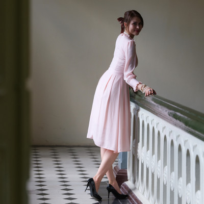 Đầm Xoè Cao Cấp Thời trang thiết kế Hity DRE115 (Hồng Anh Đào)