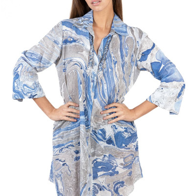 Đầm Sơ Mi Kết Hạt Cotton Isla Bonita