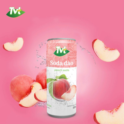 [Thùng 24 lon 320ml] Soda Đào TVT - Nước cốt đào tự nhiên cùng soda nhẹ nhàng