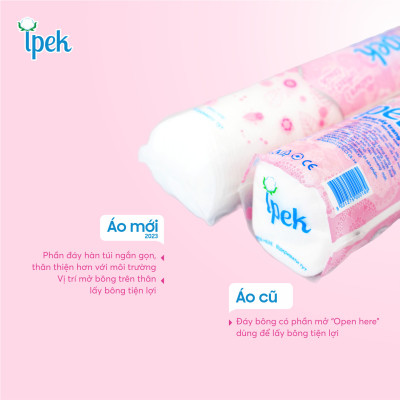 [ Tặng 1 gói bông Care4u 233 miếng] Combo 1 thùng bông tẩy trang Ipek 130 miếng ( 30 gói x 130 )