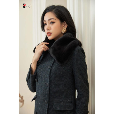 Áo khoác nữ Dạ Tweed dáng dài Tri