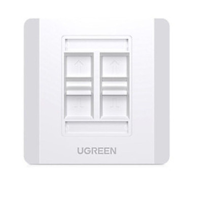 Ugreen UG80443NW144TK 1 cái có 4 lỗ rj45 - rj11 màu trắng Khung âm tường cắm hạt mạng và điện thoại chất liệu nhựa - HÀNG CHÍNH HÃNG