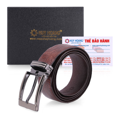 HJ4429-30-31-32 - Thắt lưng nam da đà điểu Huy Hoàng trơn 4P đầu kim màu đen, nâu đất, nâu đỏ, vàng bò
