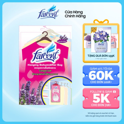 Túi hút ẩm khử mùi, chống mốc có móc treo chính hãng Farcent - Hương hoa Oải Hương