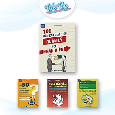 Combo 4 sách: 100 Mẫu câu giao tiếp, Bộ 50 câu hỏi tuyển dụng, Mẫu đào tạo nhân sự, Bảng biểu GoogleSheet (Combo/lẻ)