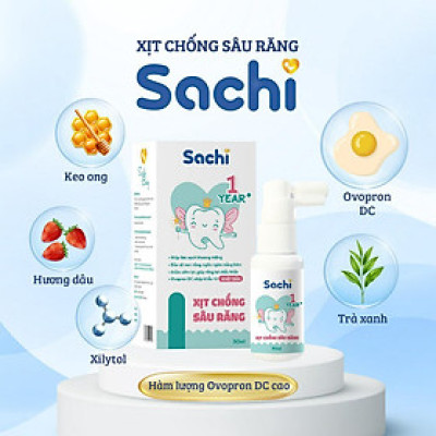 Xịt Chống Sâu Răng Cho Bé SACHI Ngăn Ngừa Mảng Bám Giảm Hôi Miệng, Mang Lại Hơi Thở Thơm Mát Chai 30ml