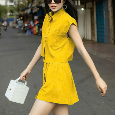 Set áo váy vàng tay con NGADO , set đồ nữ , Set đồ nữ , Set đồ nữ cá tính , Set đồ thiết kế