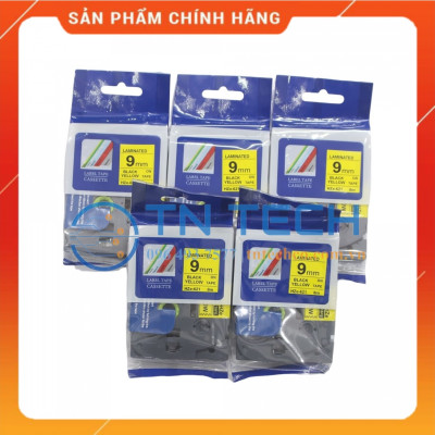 Nhãn In HZE-621 - Đen nền vàng 9mm x 8m - Dùng cho máy in BROTHER - AIMO - PUTY [Hàng nhập khẩu]