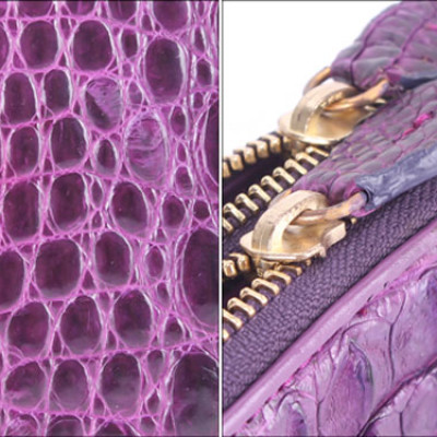 Ví Nữ Da Cá Sấu Nhiều Ngăn Huy Hoàng HT3274 (11 x 22 cm) - Tím