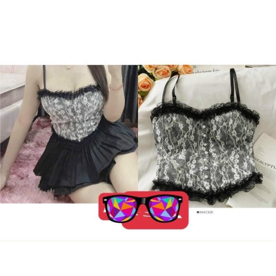 Áo 2s hai dây khuy ngọc phối ren có đệm ngực