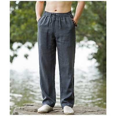 Quần dài nam dây rút eo chất linen dáng suông, dày dặn đứng form, không bai nhão xù lông Qd10