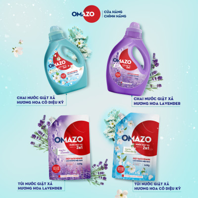 Túi Nước Giặt Xả Omazo Đậm Đặc Hương Hoa Cỏ Diệu Kỳ 3.6kg