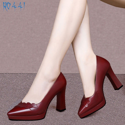 Giày cao gót nữ da lì cao cấp ROSATA RO441 - 8p - Đen, Đỏ, Kem - HÀNG VIỆT NAM - BKSTORE