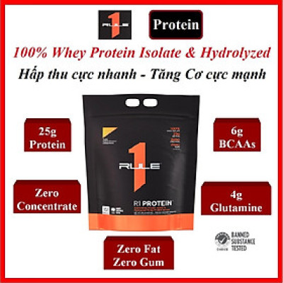 Rule 1 Protein 10Lbs 4,54kg – Bổ sung Protein 100% Whey Isoalte & Hydrolyzed, hấp thu cực nhanh, tăng Cơ cực mạnh