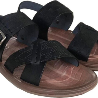 Dép sandal nam màu  đen da bò cao cấp Trường Hải SDN0123